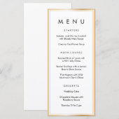 Elegant Classy Goud Wit Lijst Trouwdiner Menu (Voorkant / Achterkant)