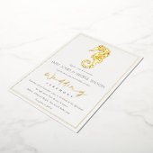 Elegant Classy Gouden Folie Navy Seahorse Bruiloft Folie Uitnodiging (Gedraaid)