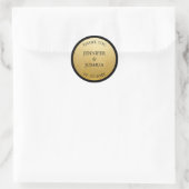 Elegant Classy Gouden Folie Zwart Bruiloft Gift Fa Ronde Sticker (Tas)