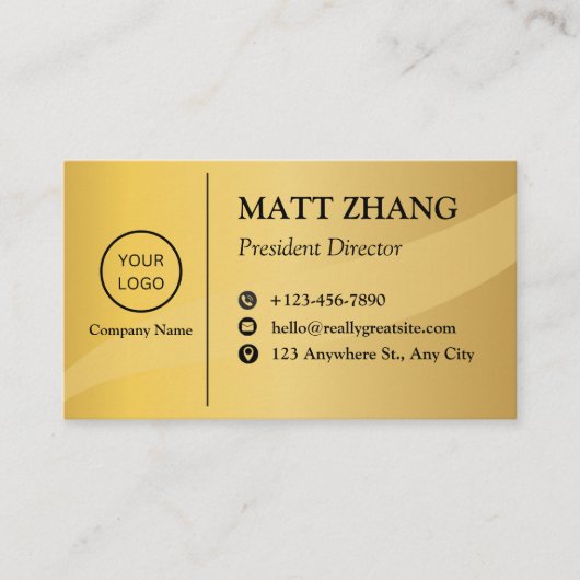 Elegant Classy Gouden Professioneel Modern Gouden Visitekaartje (Voorkant)