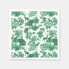 Elegant Classy Green French Toile Deer Pattern Servet