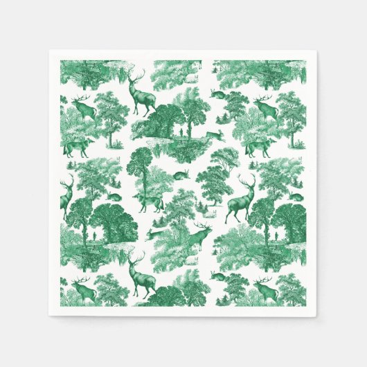 Elegant Classy Green French Toile Deer Pattern Servet (Voorkant)