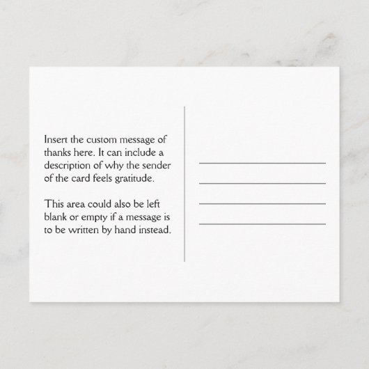 Elegant, Classy "Hartelijk dank!" Briefkaart (Achterkant)