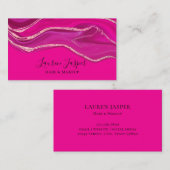 Elegant Classy Hot Pink Marble Agate Visitekaartje (Voorkant / Achterkant)