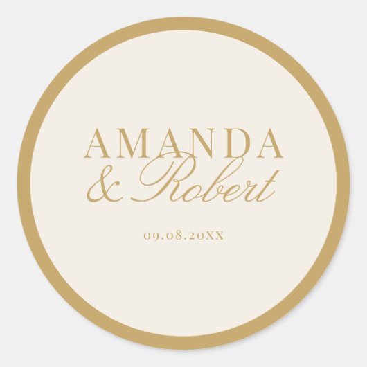 Elegant Classy Ivory and Gold Wedding Ronde Sticker (Voorkant)