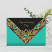 Elegant Classy Jade Black Gold Birthday Kaart (Staand voorkant)