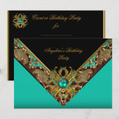 Elegant Classy Jade Black Gold Birthday Kaart (Voorkant / Achterkant)