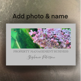 Elegant Classy Lila Custom Photo Grey Management Visitekaartje