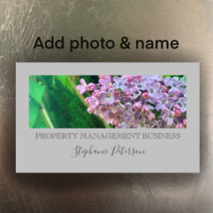 Elegant Classy Lila Custom Photo Grey Management Visitekaartje