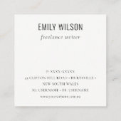 Elegant Classy Logo Ivory White Leather Texture Vierkante Visitekaartje (Achterkant)