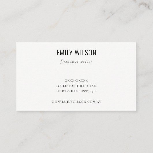 Elegant Classy Logo Ivory White Leather Texture Visitekaartje (Achterkant)