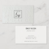 Elegant Classy Logo Ivory White Leather Texture Visitekaartje (Voorkant / Achterkant)