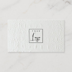 Elegant Classy Logo Ivory White Leather Texture Visitekaartje