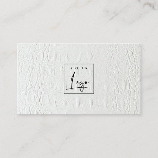 Elegant Classy Logo Ivory White Leather Texture Visitekaartje (Voorkant)
