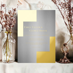 Elegant Classy Luxury Modern Wedding Silver Gold Folie Uitnodiging