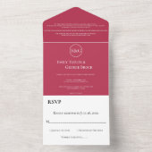 Elegant Classy Magenta Monogram Modern Wedding All In One Uitnodiging (Binnen)