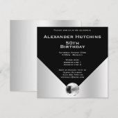 Elegant Classy Mannelijk Zwart & Zilver Verjaardag Kaart (Voorkant / Achterkant)