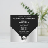 Elegant Classy Mannelijk Zwart & Zilver Verjaardag Kaart (Staand voorkant)