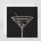 Elegant Classy Martini Dink Volwassen Zwart Verjaa Kaart (Achterkant)