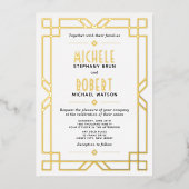 Elegant Classy Modern Art Deco Wedding Gold Folie Uitnodiging (Voorkant)