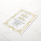 Elegant Classy Modern Art Deco Wedding Gold Folie Uitnodiging (Gedraaid)