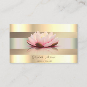 Elegant Classy Modern, Faux Gold Stripes Lotus Visitekaartje