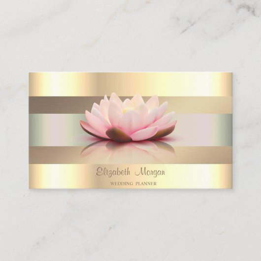 Elegant Classy Modern, Faux Gold Stripes Lotus Visitekaartje (Voorkant)