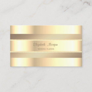 Elegant Classy Modern, Faux Gold Stripes, Pearls Visitekaartje