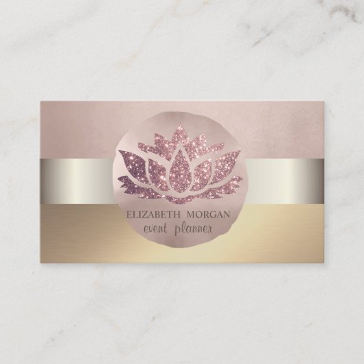 Elegant Classy Modern, Glitter Lotus, Roos Gold Visitekaartje (Voorkant)