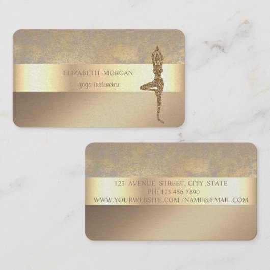 Elegant Classy Modern Gold Glitter Yoga Girl Visitekaartje (Voorkant / Achterkant)