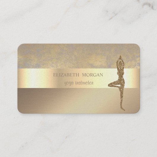 Elegant Classy Modern Gold Glitter Yoga Girl Visitekaartje (Voorkant)
