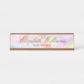 Elegant Classy Modern Holographic Pastels Custom Bureau Naambordje (Voorkant)