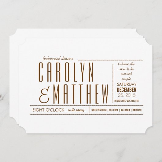 Elegant Classy Modern Rehearsal Dinner Invite Kaart (Voorkant / Achterkant)