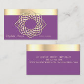 Elegant Classy Modern, Violet, Faux Gold Border Visitekaartje (Voorkant / Achterkant)