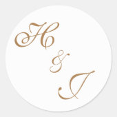 Elegant Classy Monogram Formele Bruiloft Ronde Sticker (Voorkant)