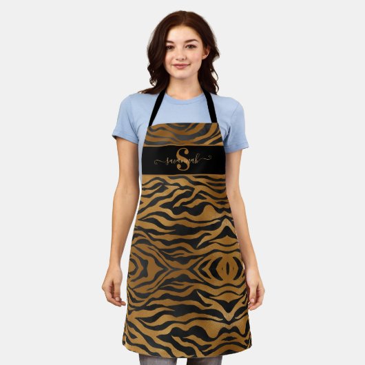 Elegant Classy Monogram Name Gold Black Leopard Ap Schort (Gedragen)
