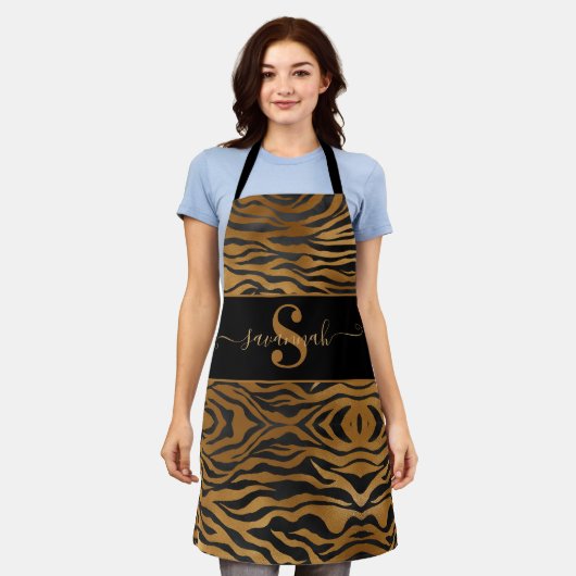 Elegant Classy Monogram Name Gold Black Leopard Schort (Gedragen)