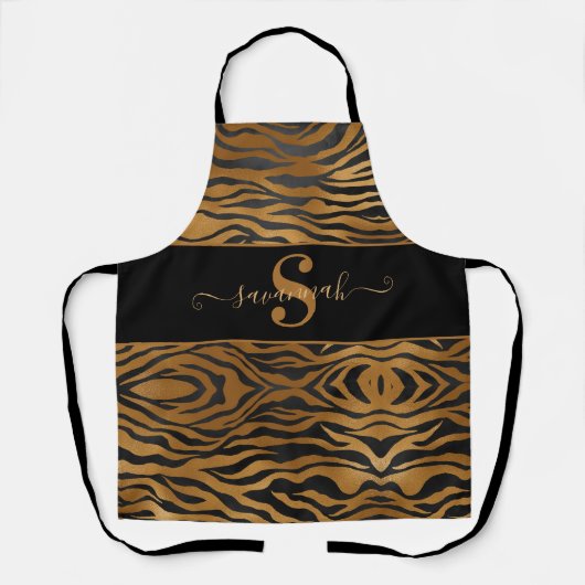 Elegant Classy Monogram Name Gold Black Leopard Schort (Voorkant)
