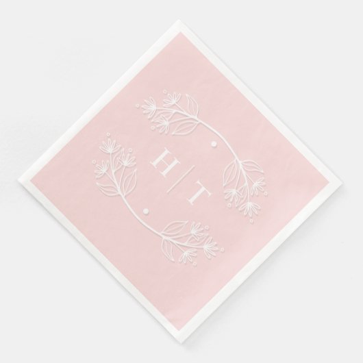 Elegant Classy Monogram Roze Huwelijksservetten Servet (Hoek)