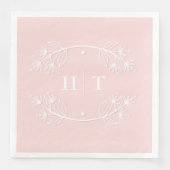 Elegant Classy Monogram Roze Huwelijksservetten Servet (Voorkant)