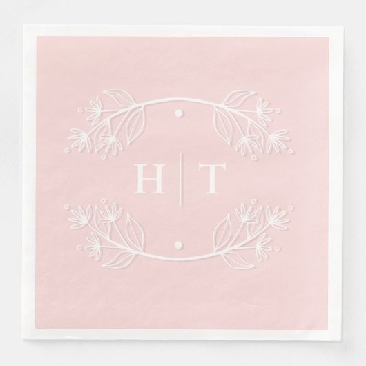 Elegant Classy Monogram Roze Huwelijksservetten Servet (Voorkant)