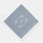 Elegant Classy Monogram Stoffig Blauw Bruiloft Ser Servet (Hoek)