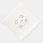 Elegant Classy Monogram Stoffig Blauw Bruiloft Ser Servet (Hoek)