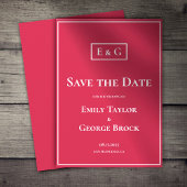 Elegant Classy Monogram Viva Magenta Chic Wedding Save The Date