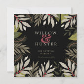 Elegant Classy Muted Botanical op zwart Save The Date (Achterkant)