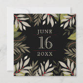 Elegant Classy Muted Botanical op zwart Save The Date (Voorkant)
