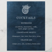 Elegant Classy Navy Beach Wedding Cocktail Menu (Voorkant)