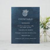 Elegant Classy Navy Beach Wedding Cocktail Menu (Staand voorkant)