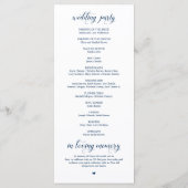 Elegant Classy Navy Blue, bruiloft ceremonie Programmakaart (Achterkant)