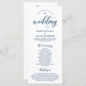 Elegant Classy Navy Blue, bruiloft ceremonie Programmakaart (Voorkant / Achterkant)